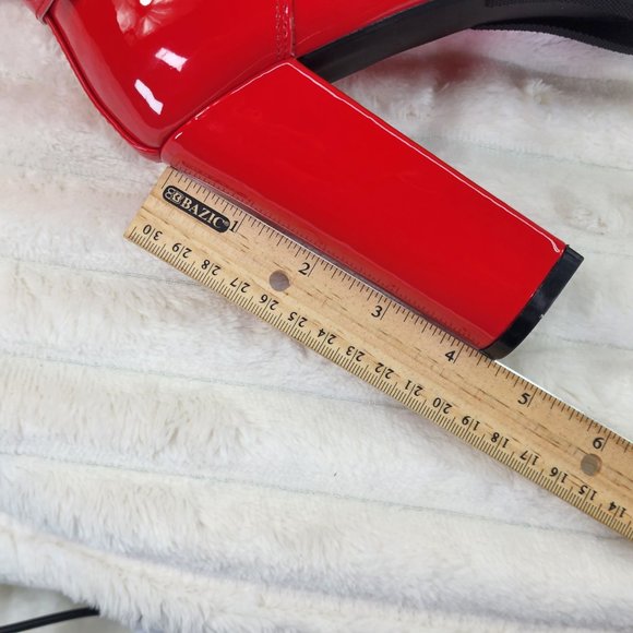 Bright Red Patent Lug Sole Studded Strap Ankle Boots Temptress - Picture 9 of 11